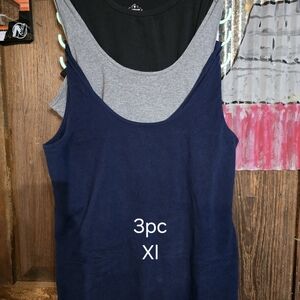 3-Piece Tank Top Set - Black, Gray, and Navy